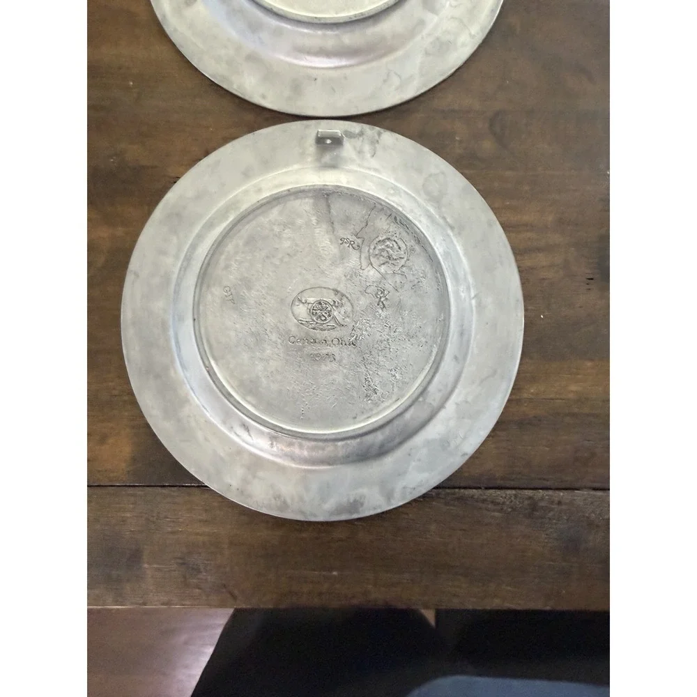 Vintage 1976 Great American Revolution Pewter Plates John Trumbull Set of 2